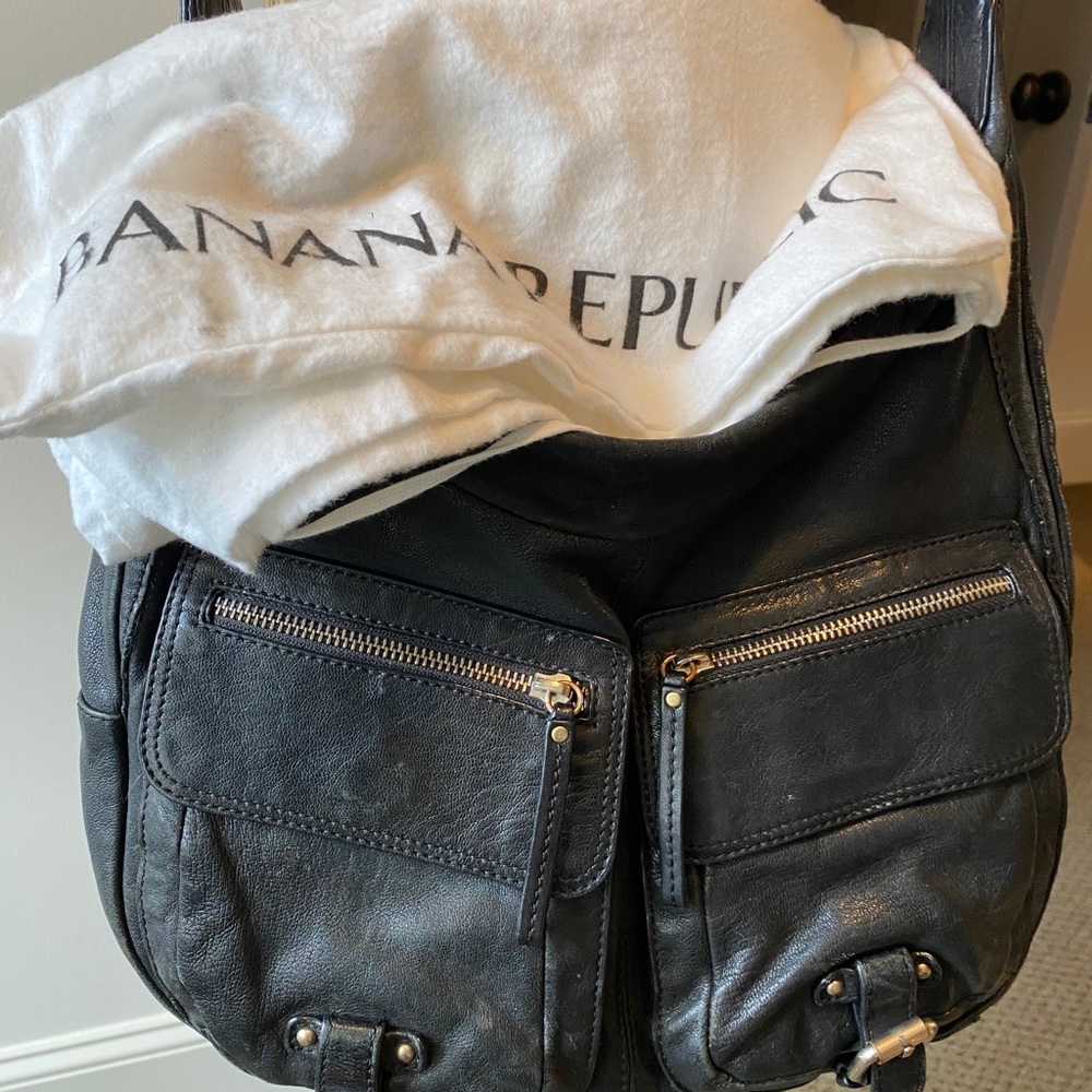 Banana Republic Black Leather Crossbody Purse